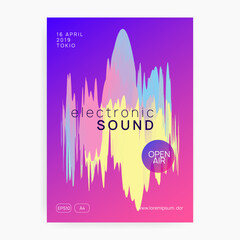 Club Poster. Creative Background For Presentation Template. Fun Disco Event. Neon And Show Layout. Indie Effect For Cover. Pink And Blue Club Poster