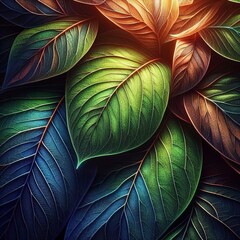 Radiant Gradient Leaves Displaying Nature’s Artistry in Vibrant Colors