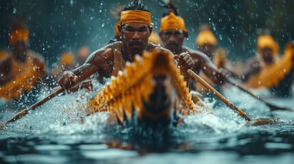 Cinematic Closeup of Drummer in Dragon Boat Race Generative AI