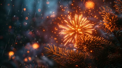 Vibrant Fireworks Lighting Up the Night Sky Generative AI