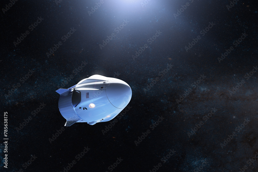 Wall mural cargo spacecraft in open space. elements of this image furnished by nasa.