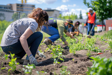 A community garden project on a reclaimed urban lot