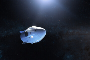 Cargo spacecraft in open space. Elements of this image furnished by NASA.
