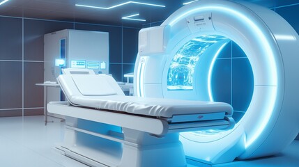 Fototapeta na wymiar advanced mri or ct scan medical diagnosis machine at hospital lab as wide banner.