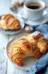 Two Croissants on a White Plate