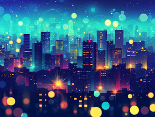 Celestial City Vibrance at Night