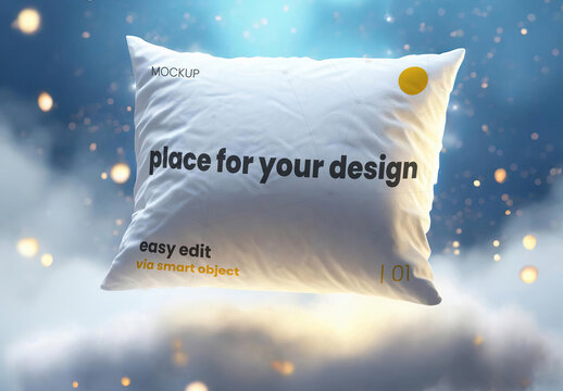 Dreamy Floating Pillow Mockup 05 Generative AI