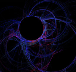 blue abstract spherical linear pattern on black background, wallpaper, design