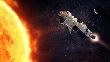 Exploration mission of Orion spacecraft into deep space. Elements of this image furnished by NASA. © Paopano