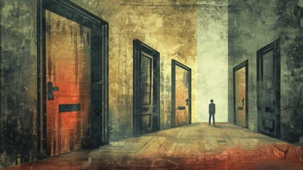 dream where a person unlocking a series of doors in a long corridor, behind each door lies an aspect of themselves they have yet to discover or accept