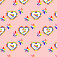 LGBT gay pride flag.
LGBT seamless pattern. Rainbow symbol of LGBT community pride. Vector illustration.