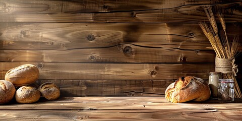 Assorted Bread on Wooden Table - obrazy, fototapety, plakaty