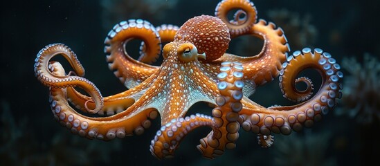 Common octopus (Octopus vulgaris). Wildlife animal - obrazy, fototapety, plakaty
