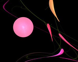 pink and yellow abstract pattern on black background, wallpaper, design
