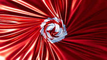 Abstract Swirl of Hong Kong Flag Colors in Lustrous Motion