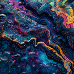 Surreal Tapestry of Multihued Ooze - A Mesmerizing Display of Viscous Fluid Texture - obrazy, fototapety, plakaty