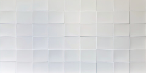 Texture of white, square, ceramic tiles.
