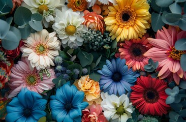 A Bunch of Flowers on a Table