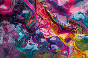 Surreal Tapestry of Multihued Ooze - A Mesmerizing Display of Viscous Fluid Texture - obrazy, fototapety, plakaty