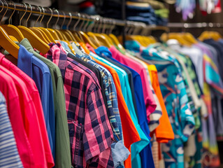 Obraz premium Vibrant Retail Clothing Display