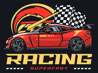 Automobile racing vintage sticker colorful