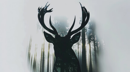 Enchanted Wilderness: Deer in Paper Cut Style. Generative AI