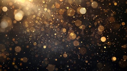 Gold Confetti Shower on Black. VIP Gold, Silver Glitter Winter Confetti. Golden Circles, Falling Bokeh. Premium Celebration Frame. Golden Circles, Bokeh. High quality photo - obrazy, fototapety, plakaty