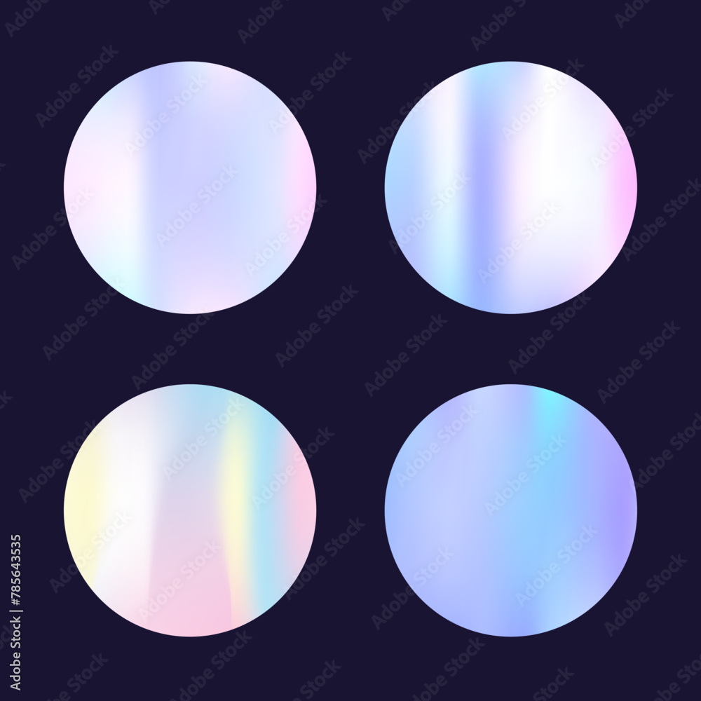 Wall mural gradient round set with holographic mesh. abstract hologram. rainbow gradient round set. minimalisti