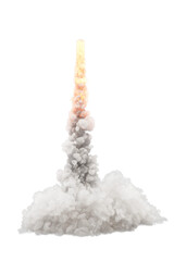 Smoke of rocket launch on transparent background
