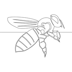 Continuous one single line drawing bee Honeybee farm icon vector illustration concept