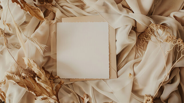 white sheet lies on beige fabric
