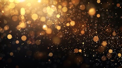 Gold Confetti Shower on Black. VIP Gold, Silver Glitter Winter Confetti. Golden Circles, Falling Bokeh. Premium Celebration Frame. Golden Circles, Bokeh. High quality photo