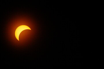 Partial Solar Eclipse, Between First and Second Contacts, Sun Seen with Solar Filter, April 8,...