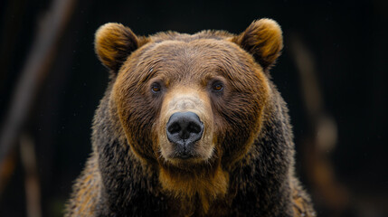 Brown Bear Portrait in the Sun: A Close-up of a Majestic Black Bear Enjoying the Warmth of Nature