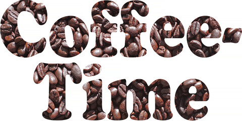 Coffee-Time sign with roasted coffee beans