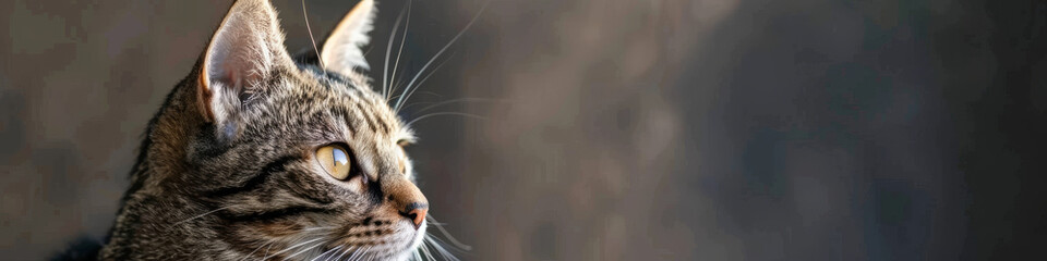 Serene Tabby Cat Gazing with Sunlight Illumination