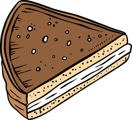 Piece of chocolate cake dessert bakery vintage line art sketch - 785646108