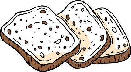 Sliced pieces of bread with bran baking bakery vintage vector line art sketch - 785646146