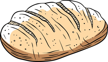 Bread Loaf baking bakery vintage bakery vector line art sketch