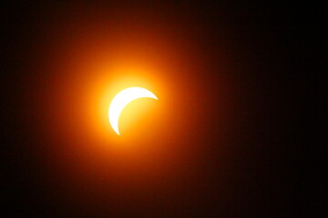 Partial Solar Eclipse, Between First and Second Contacts, Sun Seen with Solar Filter, April 8,...