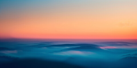 Fototapeta premium Serene Sunrise Over Misty Hills - Abstract Nature Landscape