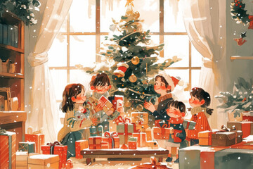 Family Joy During Christmas Celebration at Home