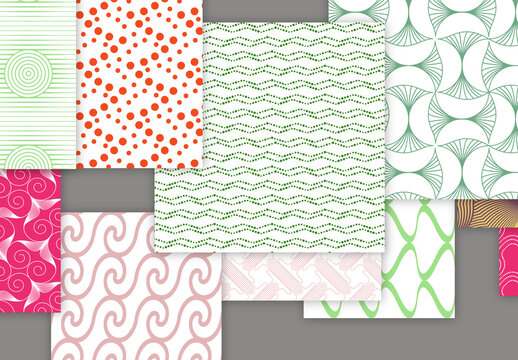 Collection of seamless geometric minimalistic patterns
