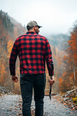Handsome Strong Young Man in Plaid Shirt - 785650726