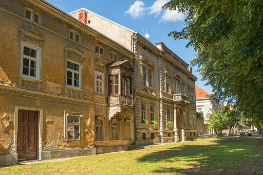 Historic residential buildings on Franjo Trudan Promenade, also called Setaliste dr Franje Tudmana,  in the historic centre of Karlovac, central Croatia