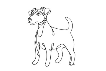 Line Art Jack Russell Terrier Portrait. Lineart On White background. One Editable Continuous Line Drawing Dog. Simple Modern Jack Russell Outline Portrait Sketch	
