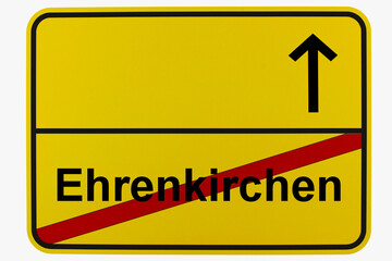Illustration eines Ortsausgangsschildes von Ehrenkirchen in Baden-Württemberg - obrazy, fototapety, plakaty