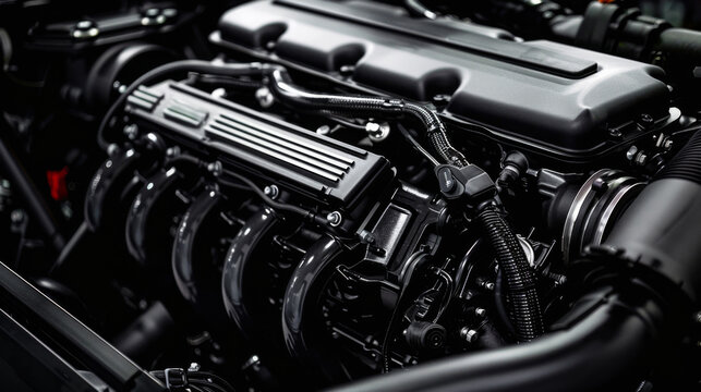 Car engine. Motor and mechanism closeup