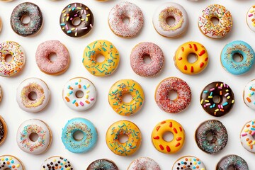 Pattern of sweet and colorful donuts