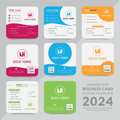 60mm*60mm Square Size Business Card design Template 6mm rounded 3 color of design name card business identity Modern corporate natural shape vector graphic for Editable print design.